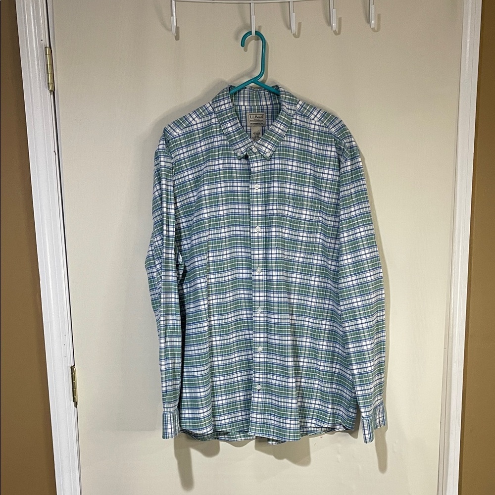 NWOT L.L. Bean Men’s Scotch Plaid Flannel Button-Down Long Sleeve Shirt SZ XL